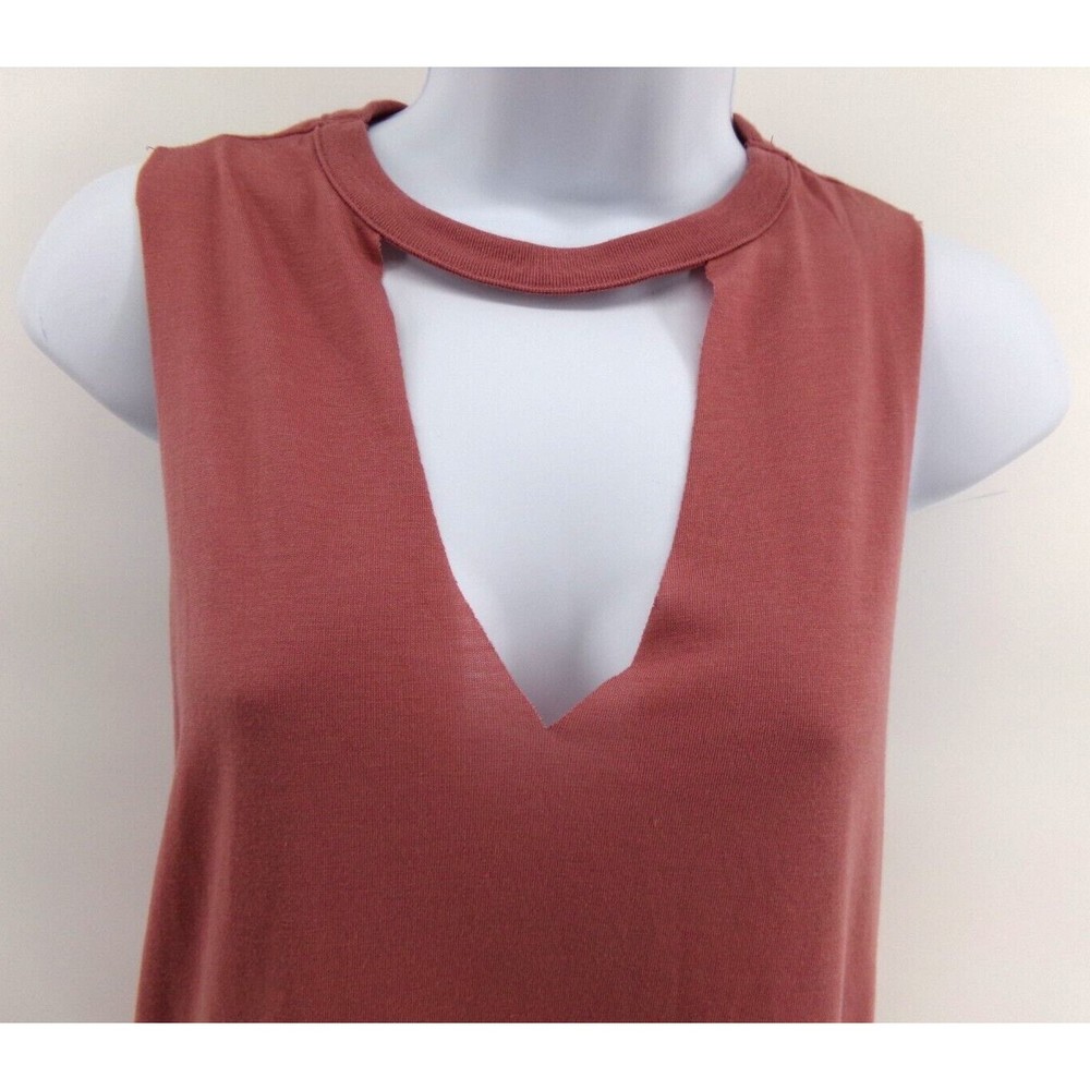 Agnes & Dora Women’s Shirt Medium V-neck Tank top Raw open tank Mauve SM - Picture 2 of 8